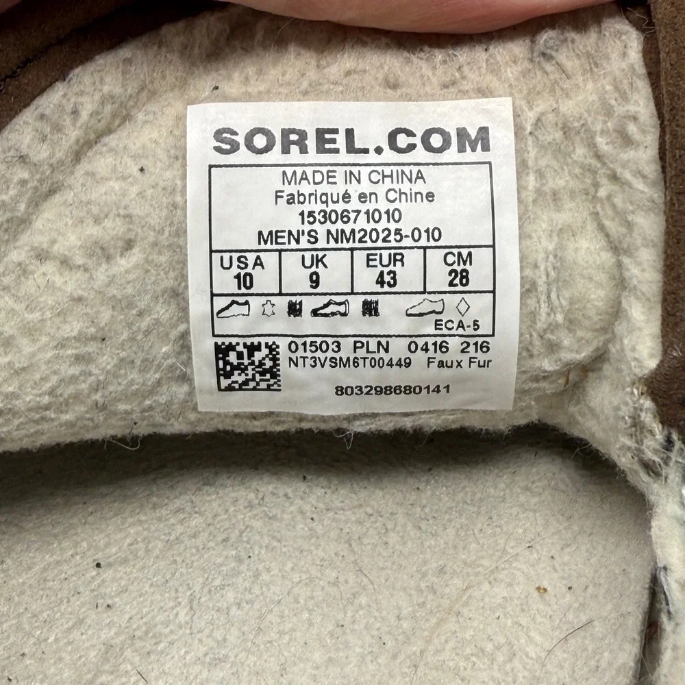 Sorel Dude Moccasins Men's Black Suede Shoes/ Slippers Size 10 NM2025-010